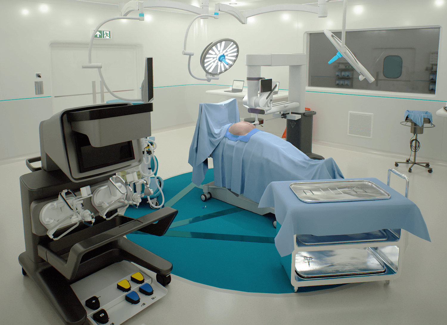 Trainee being guided through robotic system components in an immersive module